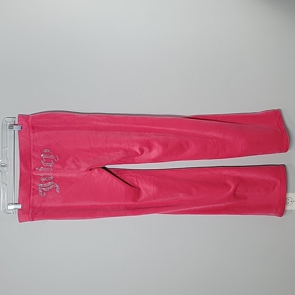 Juicy Couture PINK Velvet Velour Bling Track Suit 2pc hoodie Pants size Medium - Picture 3 of 9
